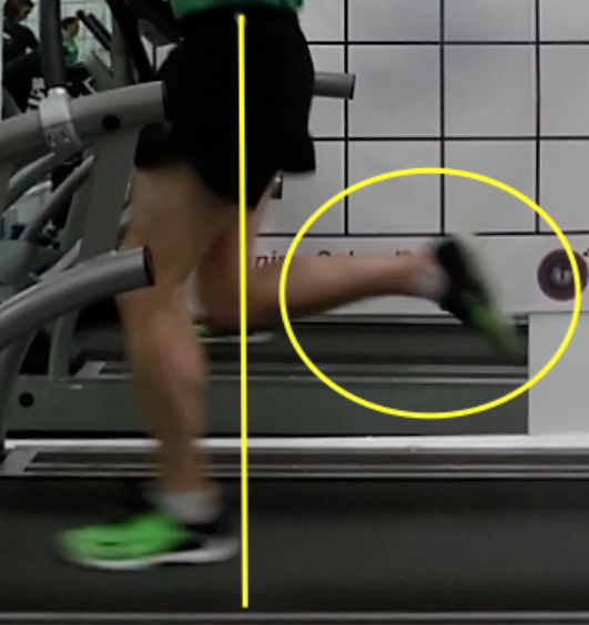 Under Hips - a view of a runner on a treadmill
